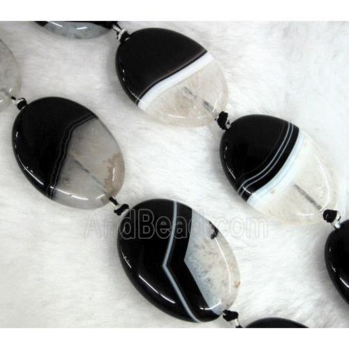 Agate Druzy beads, oval, white black