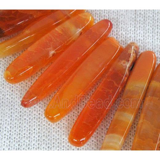 agate stone bead for necklace, stick, orange