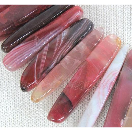 agate stone bead for necklace, stick, pink