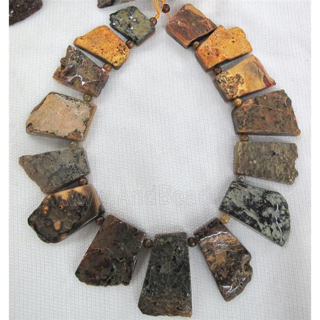 orange Rock Agate stone beads, trapeziform