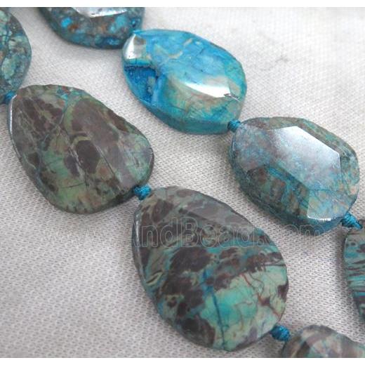 blue ocean jasper beads, slice, faceted freeform