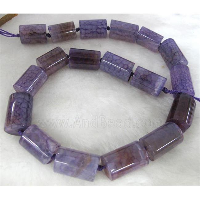 agate stone bead, tube, purple