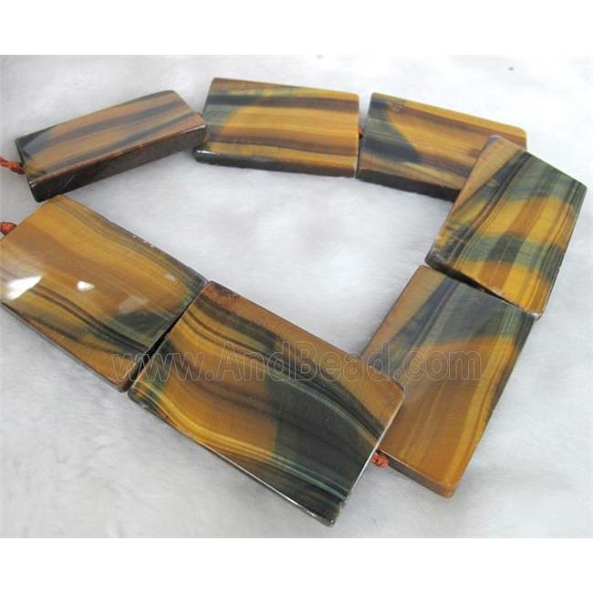 tiger eye stone slice bead, rectangle