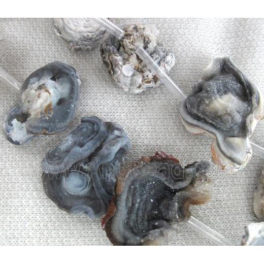 natural agate beads with druzy, freeform