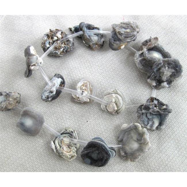 natural agate beads with druzy, freeform