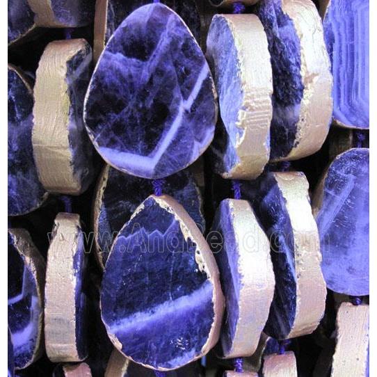 dog-tooth amethyst beads, teardrop, no-polished