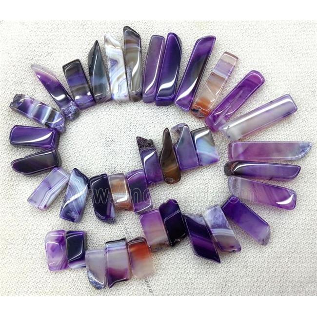 agate stick beads collar, purple, top drilled