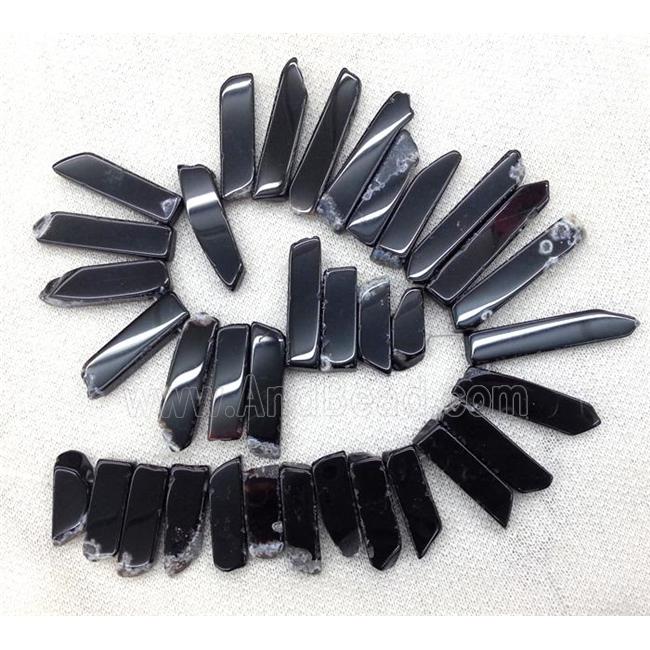 agate stick bead collar, stick, black, top drilled