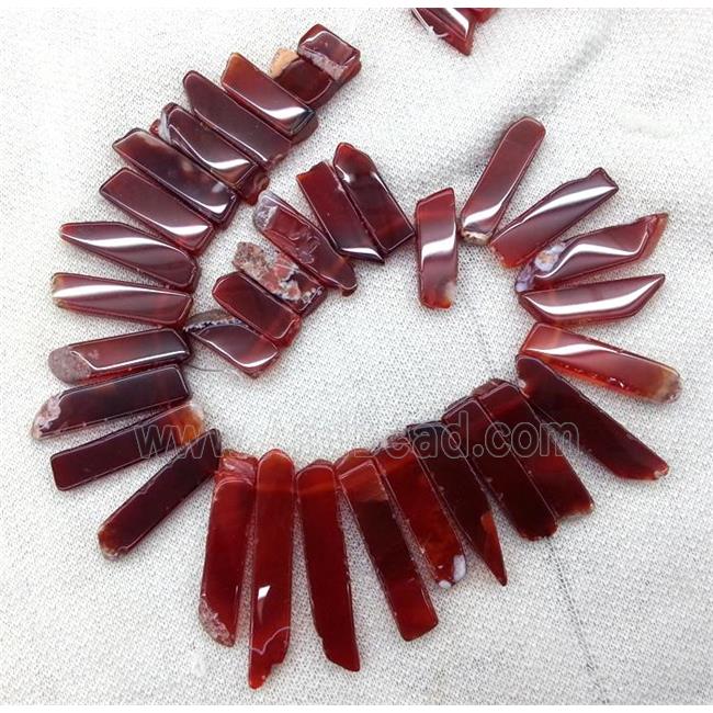 red Agate beads collar, stick, top drilled