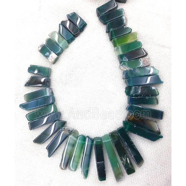 green agate stick bead collar, top drilled
