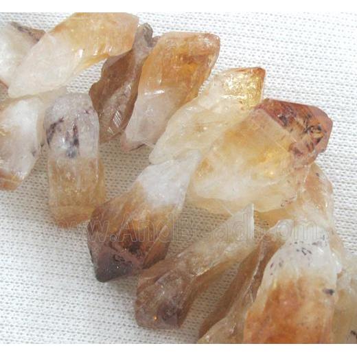 natural citrine beads, teardrop, nugget, yellow