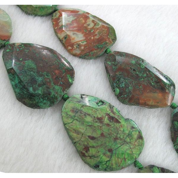 green ocean jasper beads, freeform slab