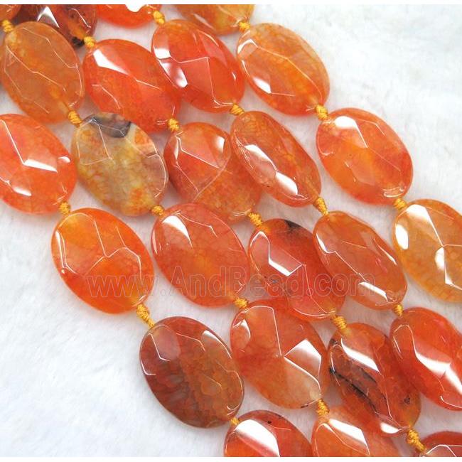 agate bead, faceted oval, orange