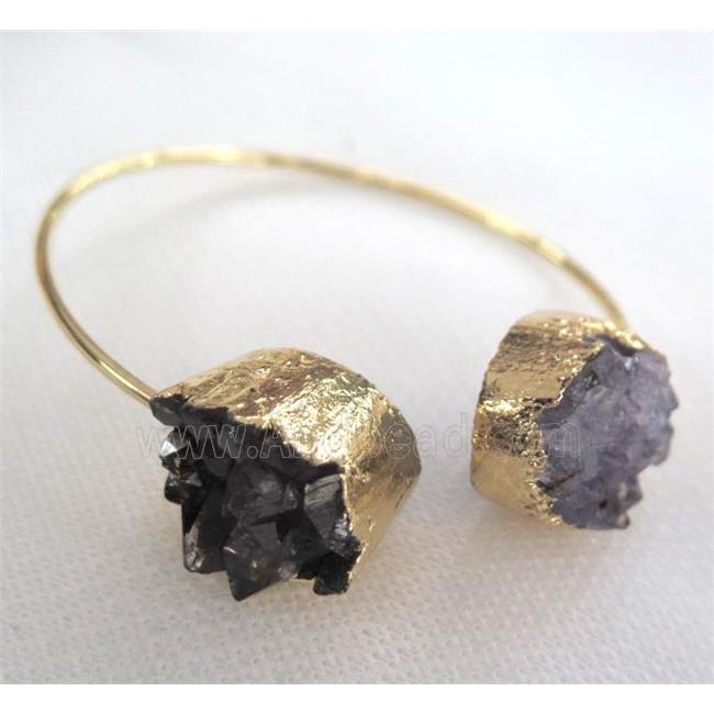 druzy amethyst bracelet, gold plated