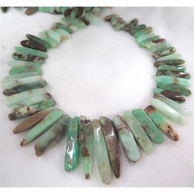 Australian Chrysoprase beads, stick, green