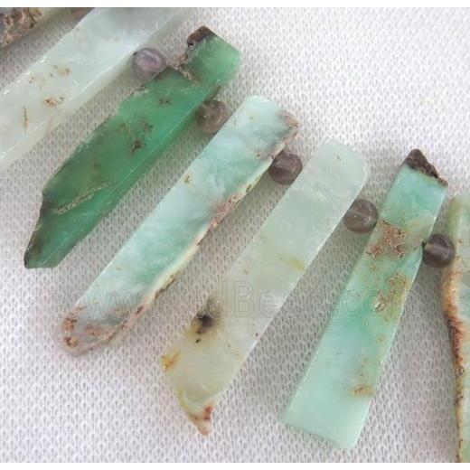 natural Australian Chrysoprase beads, stick, freeform