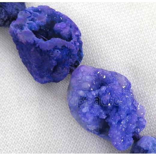druzy agate bead, freeform, purple