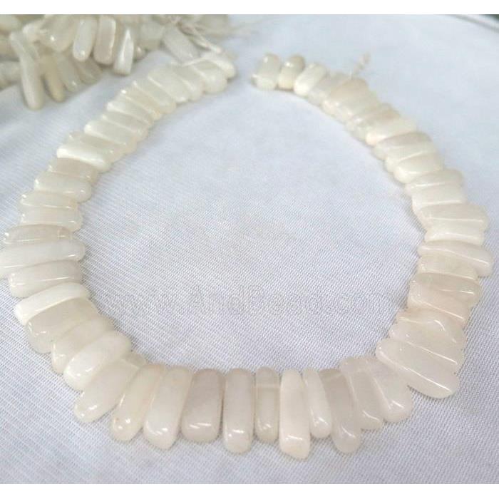 white jade bead for necklace, stick, freeform