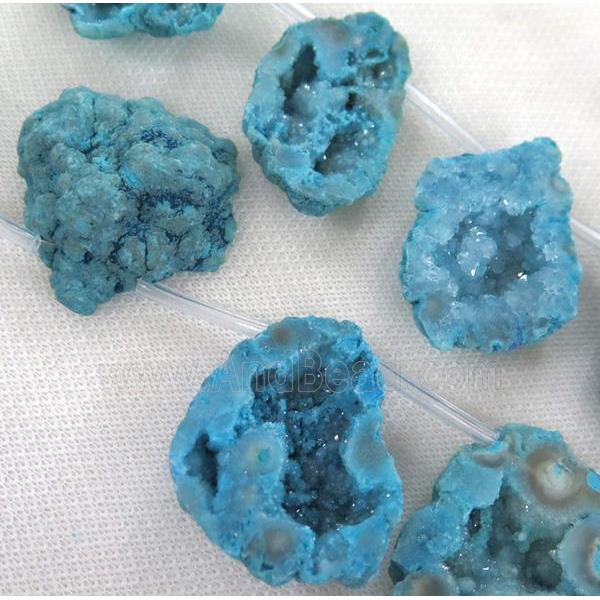 blue Agate Druzy Beads, freeform