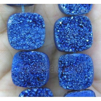 blue druzy quartz beads, square