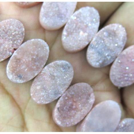 druzy quartz beads, oval, pink