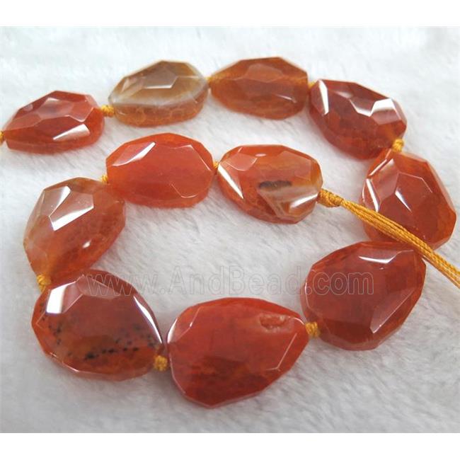 agate bead, faceted teardrop, orange
