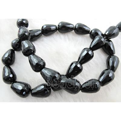 Natural Onyx Beads, Faceted Drip, black