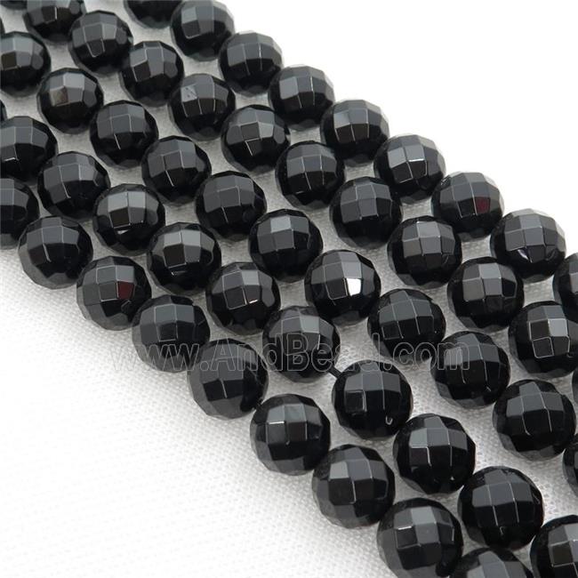 Natural Agate Beads, black, faceted round