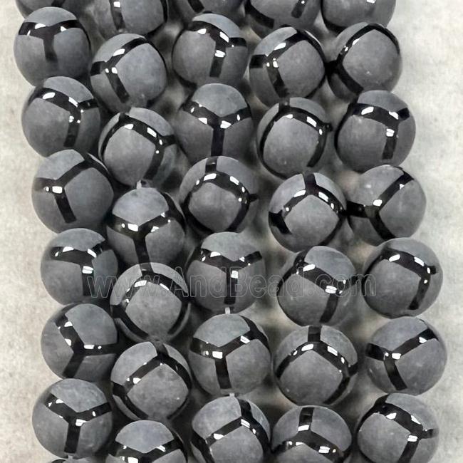 matte black onyx agate Beads, round