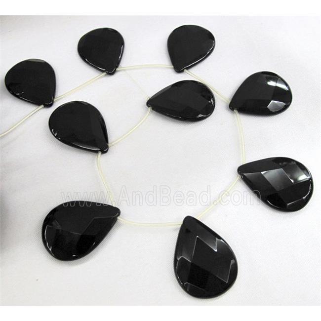 natural Onyx bead, hand-cutting, teardrop, A-grade, black