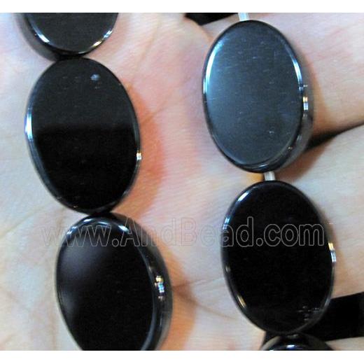 natural onyx beads, flat oval, A-grade
