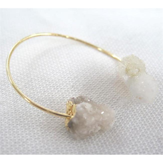white druzy agate bangle, copper, gold plated