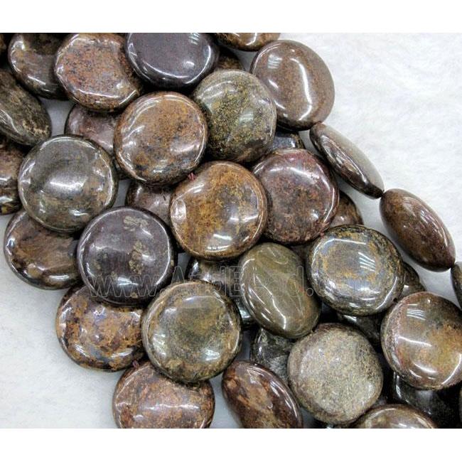 Bronzite Stone Bead, coin round