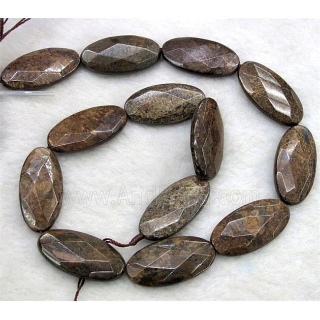Bronzite Stone Beads, faceted oval