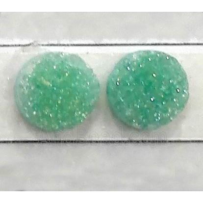 druzy quartz cabochon, flat-round, green