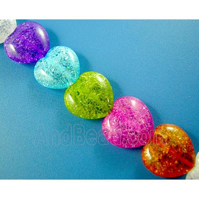 Chinese Crackle Crystal beads, heart