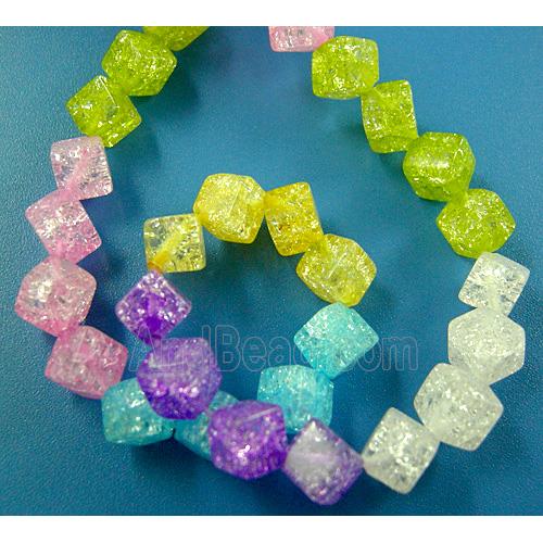 Chinese Crackle Crystal beads, cube