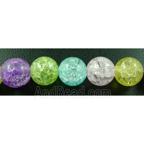Round Chinese Crackle Crystal beads, mix color