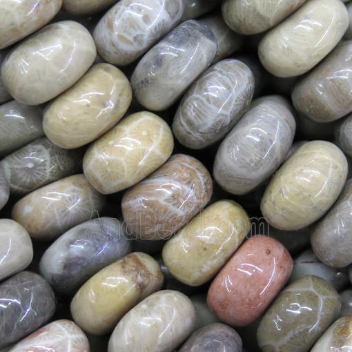 Coral Fossil Jasper Beads, chrysanthemum, rondelle