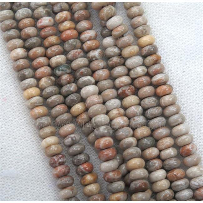 Coral Fossil Jasper Beads, chrysanthemum, rondelle