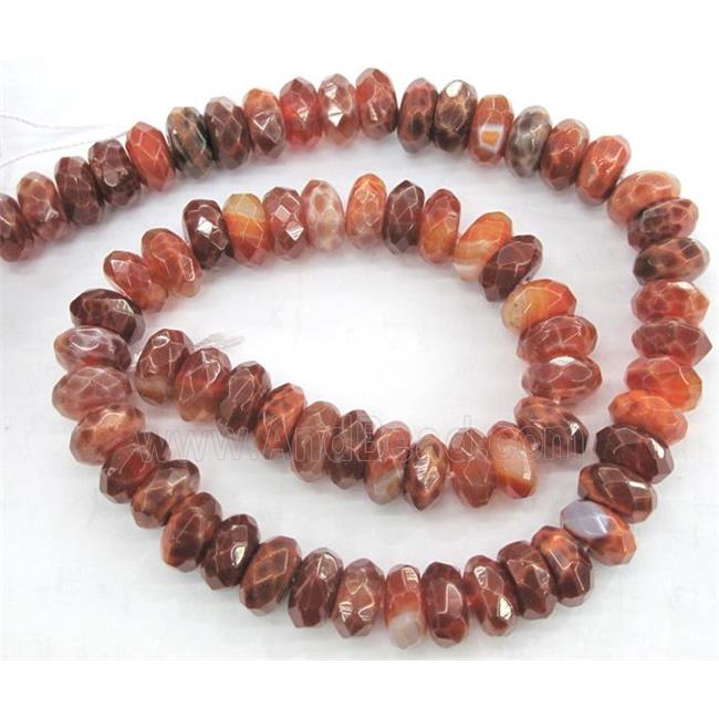 ruby Fire Agate Beads, faceted rondelle, grade A
