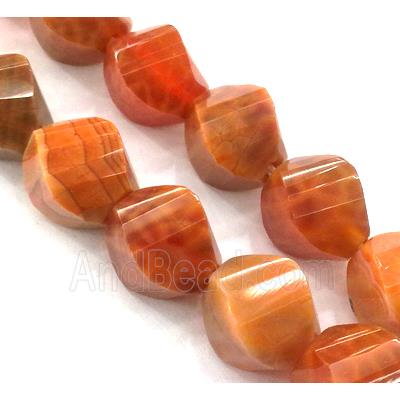 ruby fire Agate beads, twist, grade A