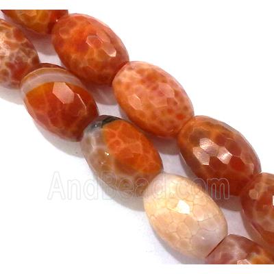 ruby fire Agate beads, faceted barrel, grade A