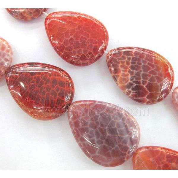 Fire Ruby Agate beads, teardrop, grade A
