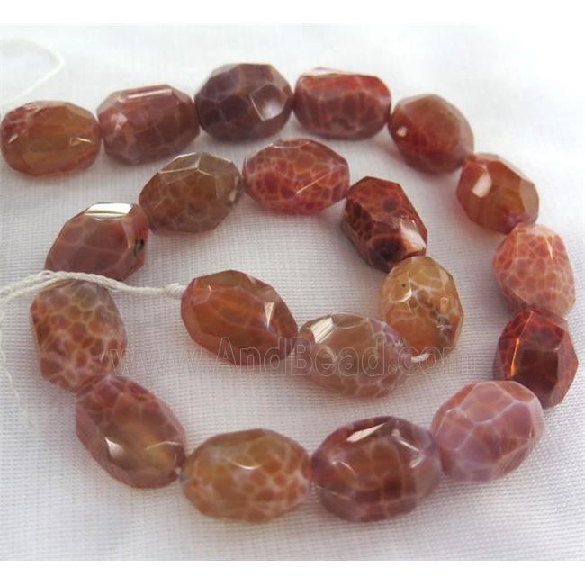 ruby fire agate bead, faceted freeform