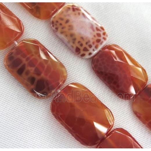 ruby Fire Agate Beads, faceted Oblong