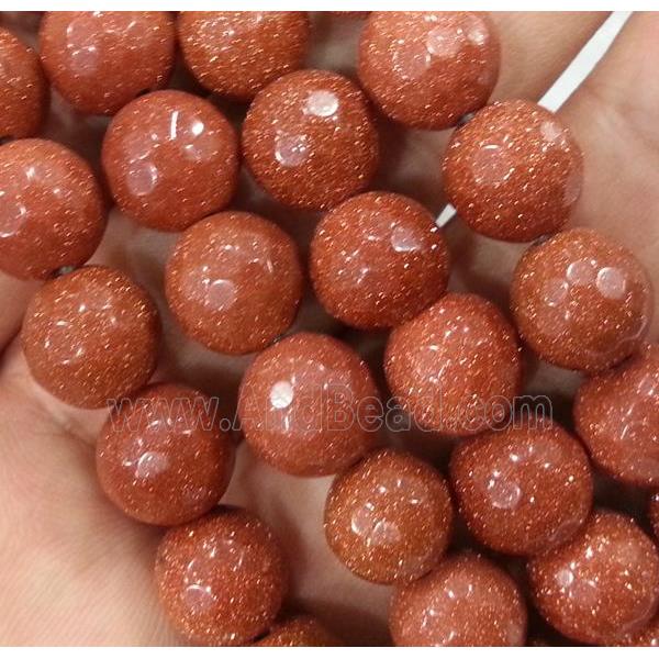 gold sandstone beads, faceted round