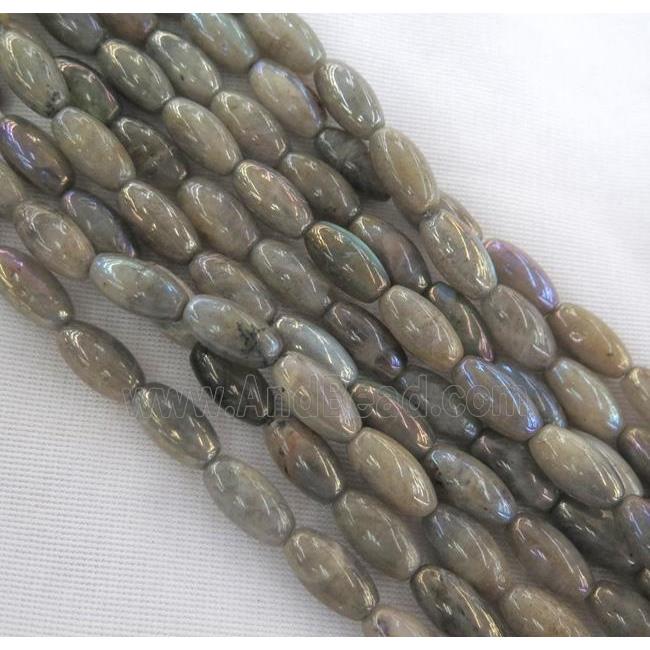 Labradorite Stone bead, rice, AB color