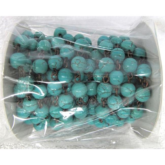turquoise beaded chain, blue
