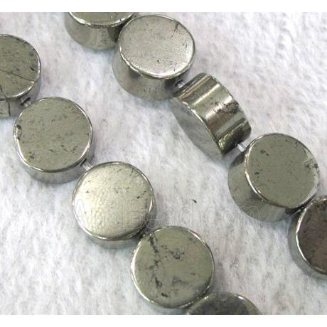 natural Pyrite Beads, flat-round